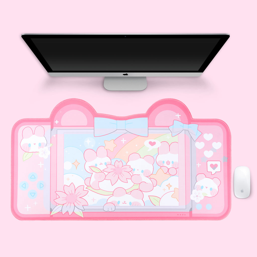 Large Gaming Mouse Pad with Sakura Bunny Design