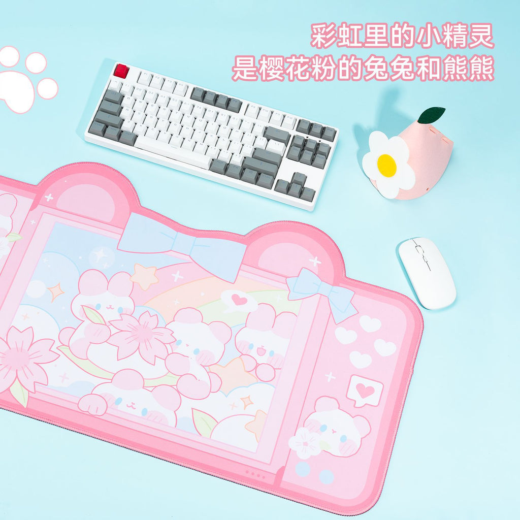 Large Gaming Mouse Pad with Sakura Bunny Design