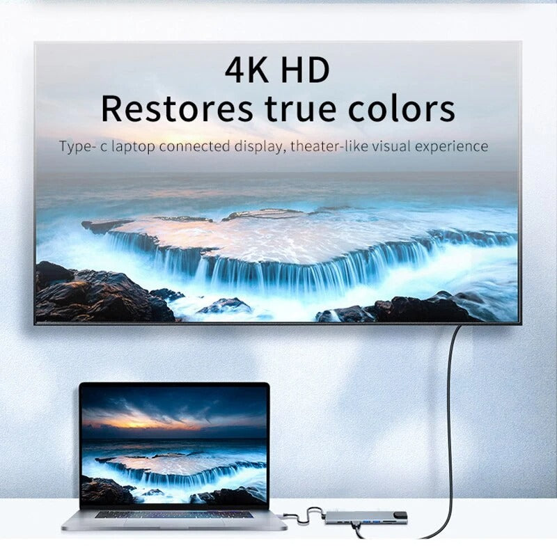 8-in-1 USB-C Hub – 4K HDMI, Gigabit Ethernet, SD/TF Reader, PD Charging
