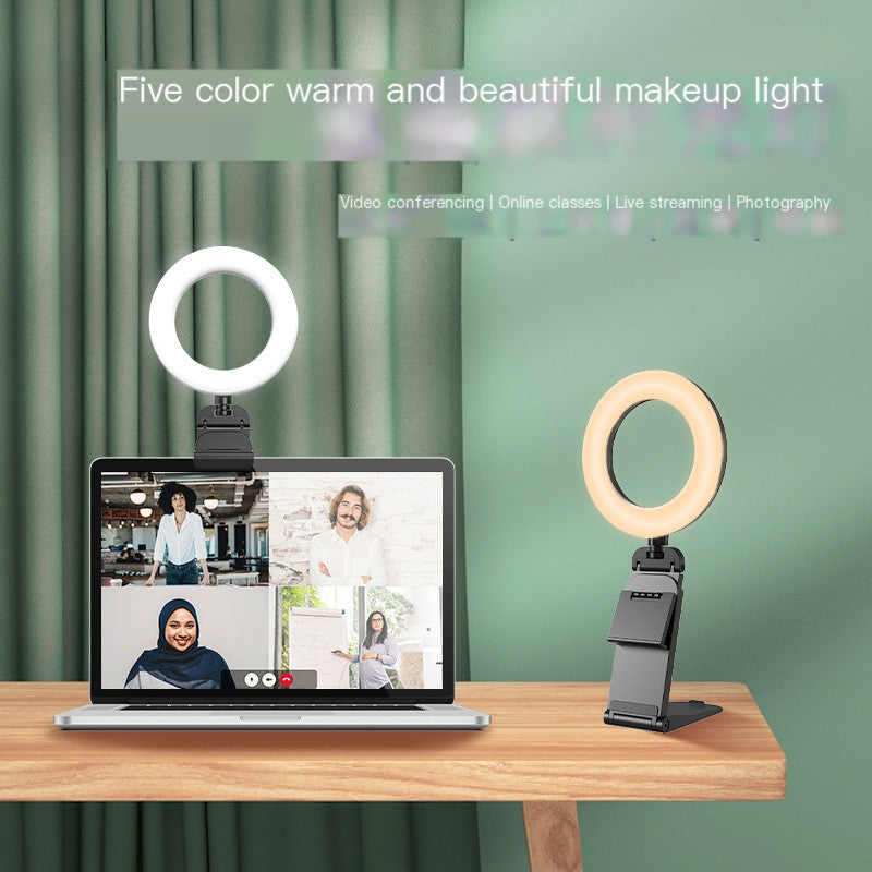 Desk Ring Light for Video Calls & Selfies – Dimmable LED with Stand